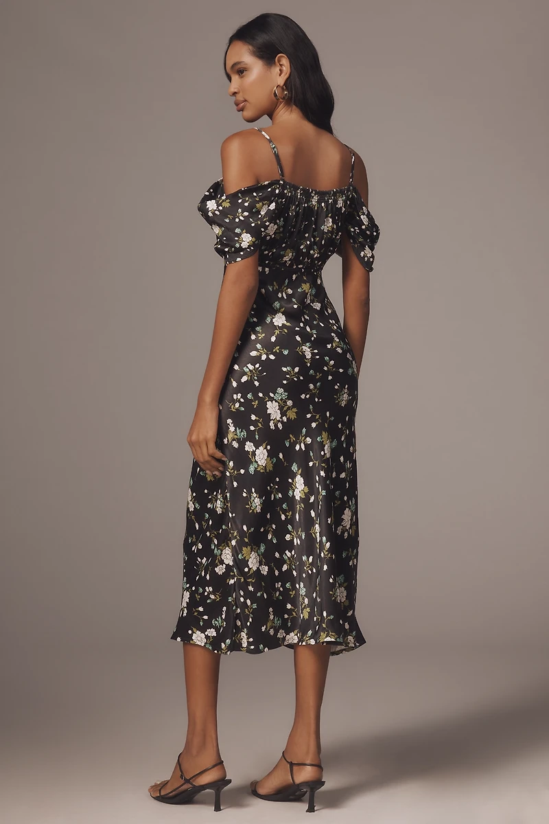 Bl-nk Painterly Off-Shoulder Slip Dress