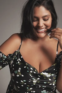 Bl-nk Painterly Off-Shoulder Slip Dress