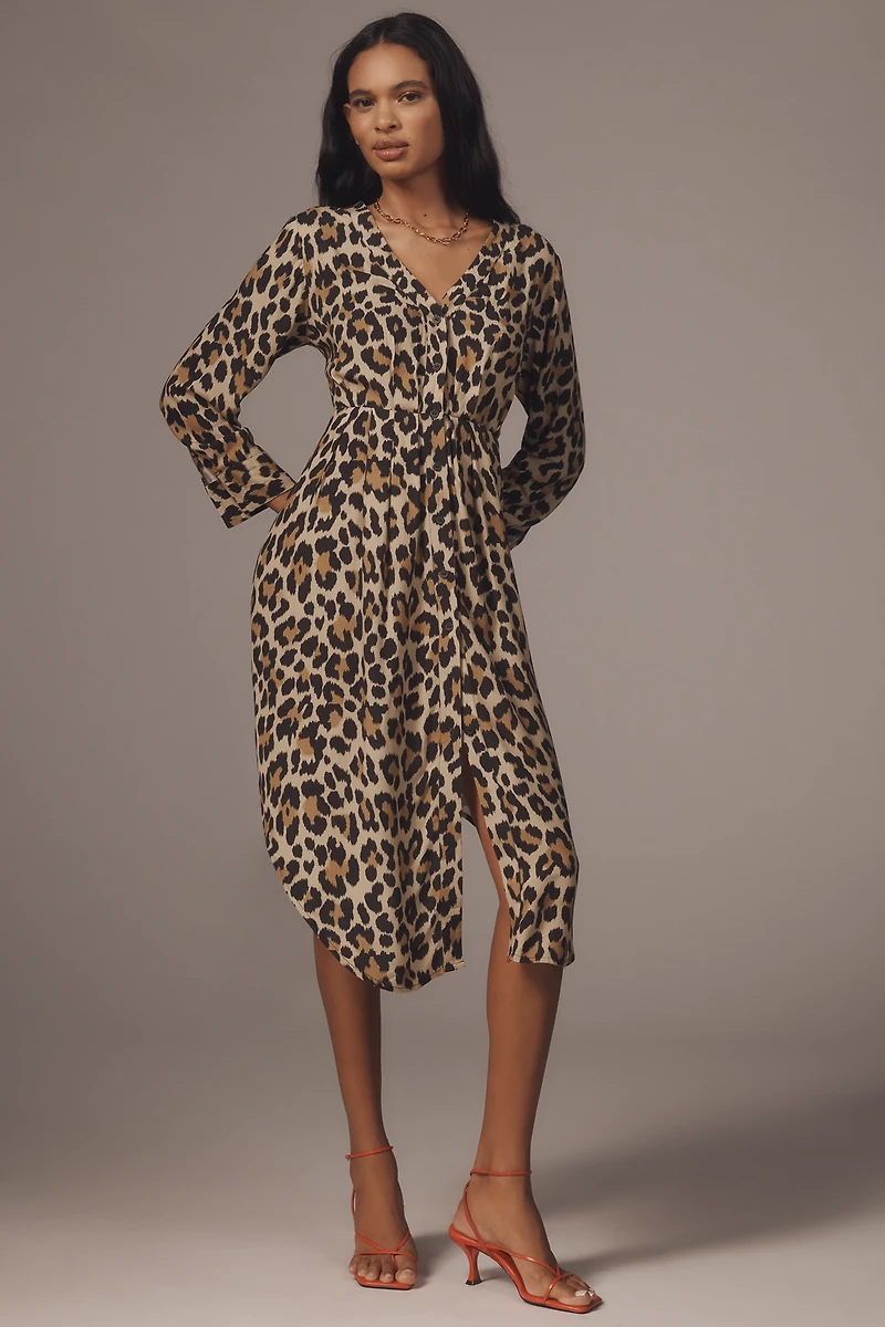 Bl-nk Rikke Long-Sleeve Button-Front Midi Dress