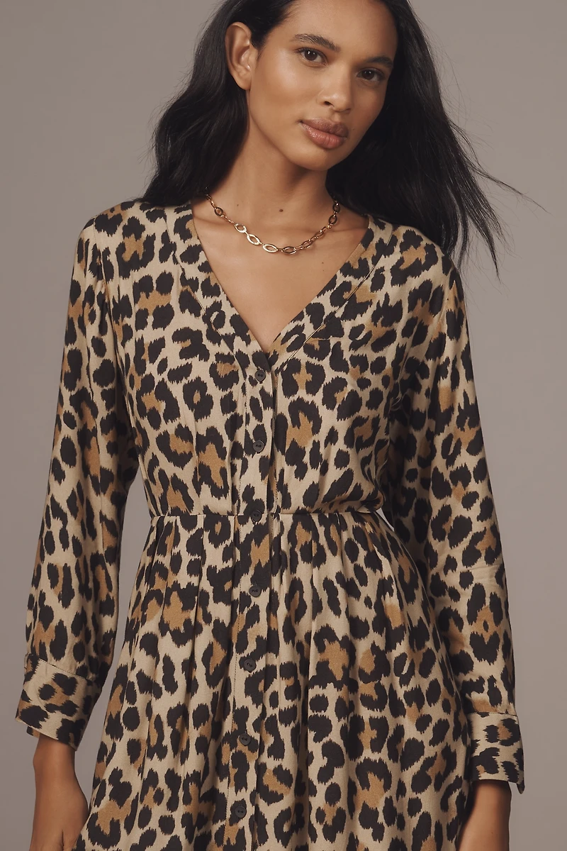 Bl-nk Rikke Long-Sleeve Button-Front Midi Dress