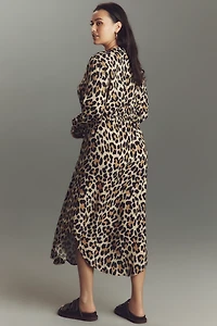 Bl-nk Rikke Long-Sleeve Button-Front Midi Dress