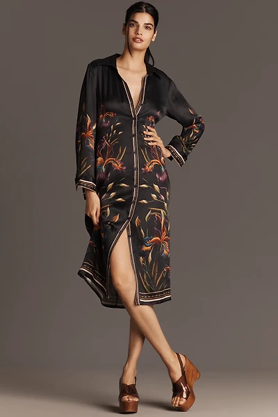 Bl-nk Ferlina Long-Sleeve Midi Shirt Dress