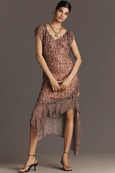 Bl-nk Darcey Cap-Sleeve Asymmetric Slip Midi Dress