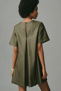 The Emmy Faux-Leather Short-Sleeve Mini Dress by Maeve