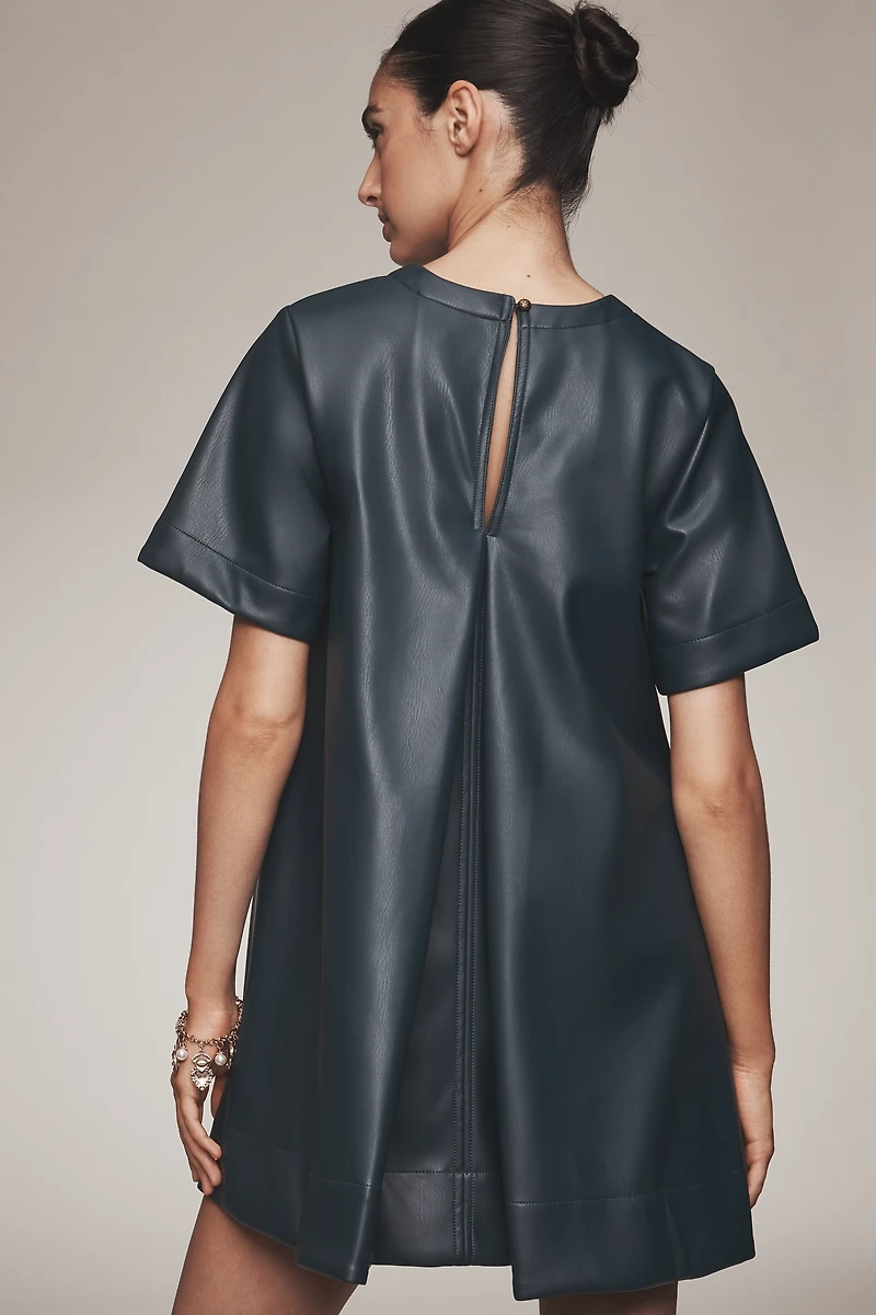 The Emmy Faux Leather Short-Sleeve Mini Dress by Maeve