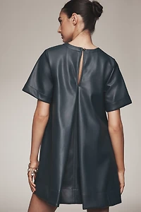 The Emmy Faux Leather Short-Sleeve Mini Dress by Maeve