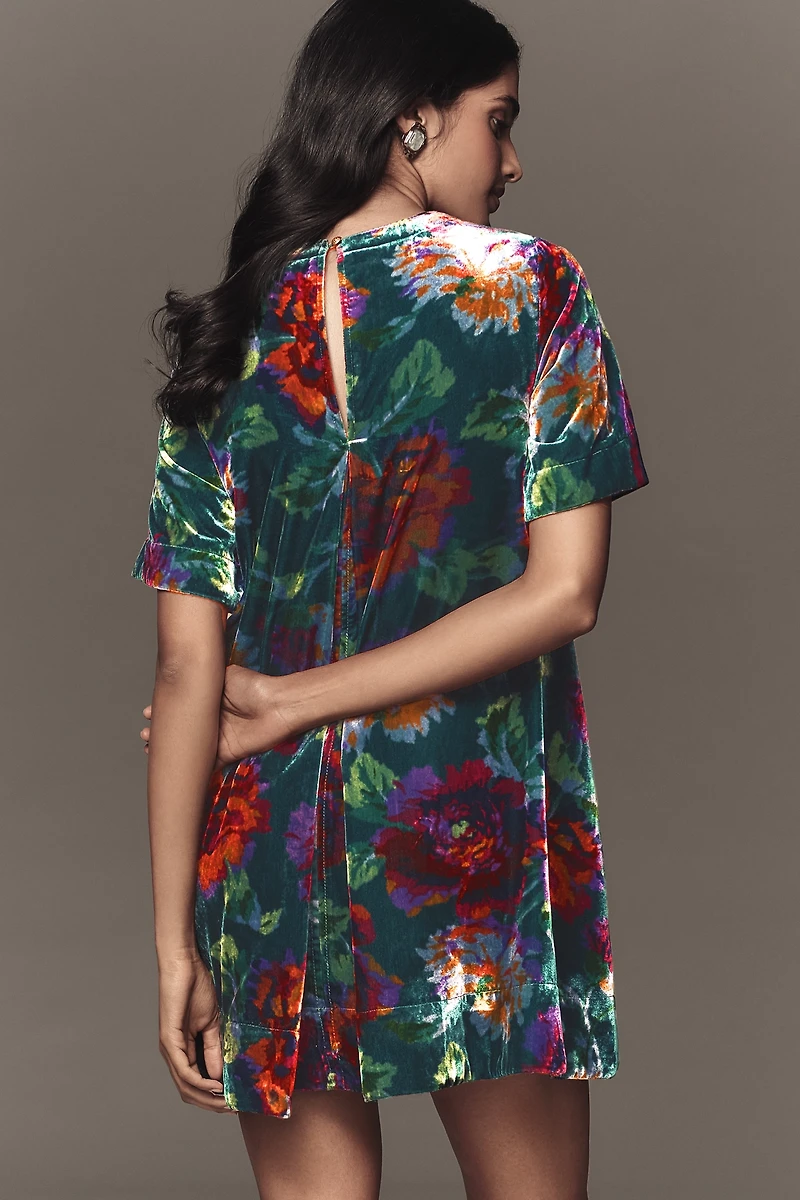 The Emmy Short-Sleeve Swing Mini Dress by Maeve: Velvet Edition
