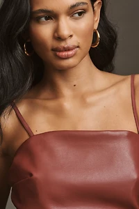The Soleil Faux Leather Strapless Midi Dress