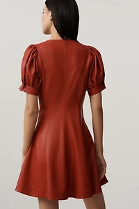 Pilcro Faux-Leather Short-Sleeve Zip-Front Mini Dress