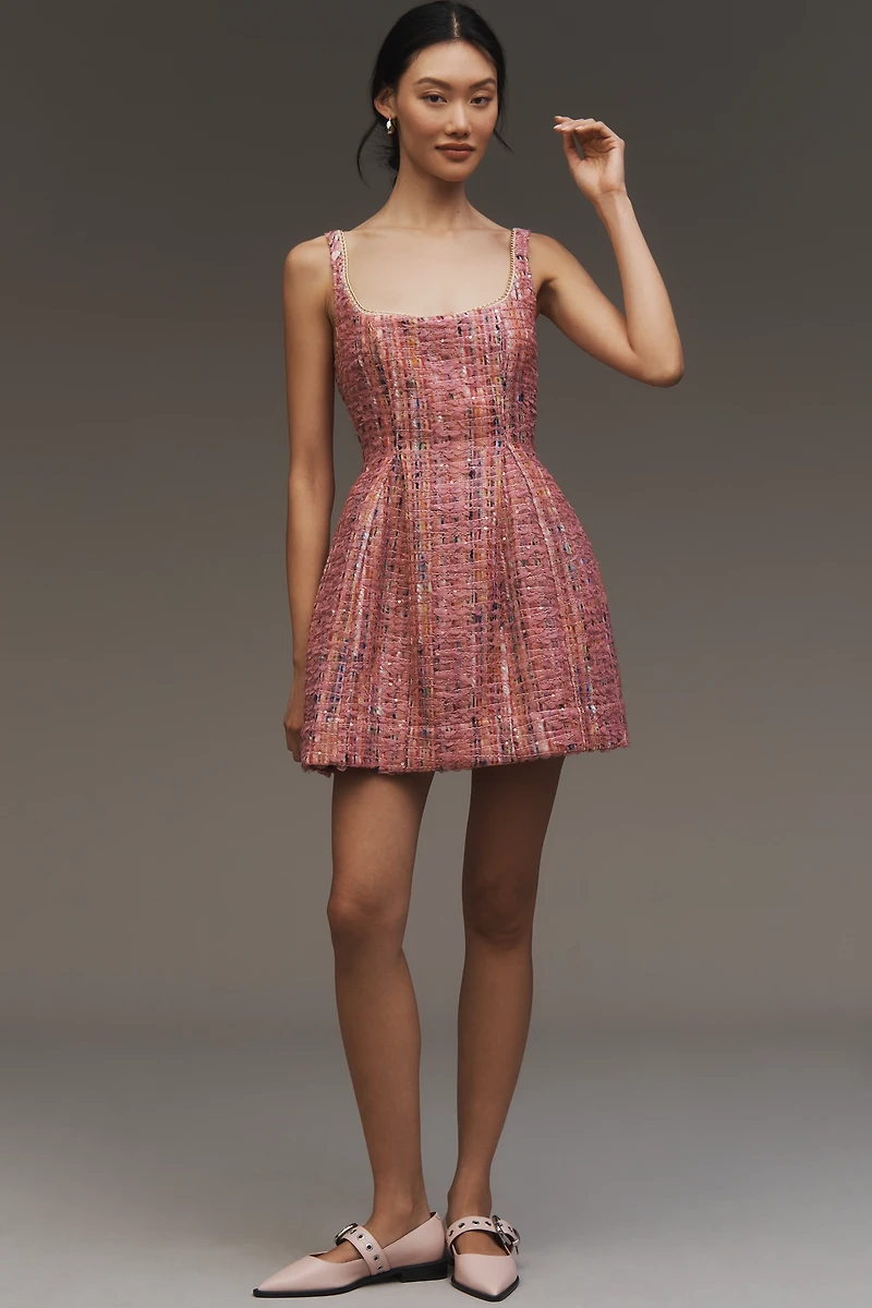 Maeve Sleeveless Tweed Fit & Flare Mini Dress
