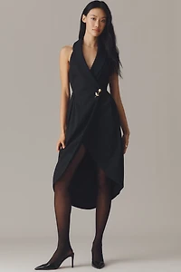 By Anthropologie Halter Tuxedo Stripe Midi Dress