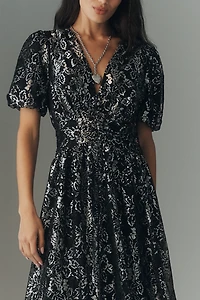 The Katerina Metallic Lace Button-Front Dress