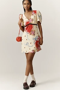 Maeve Lucky Charm V-Neck Puff-Sleeve Dress