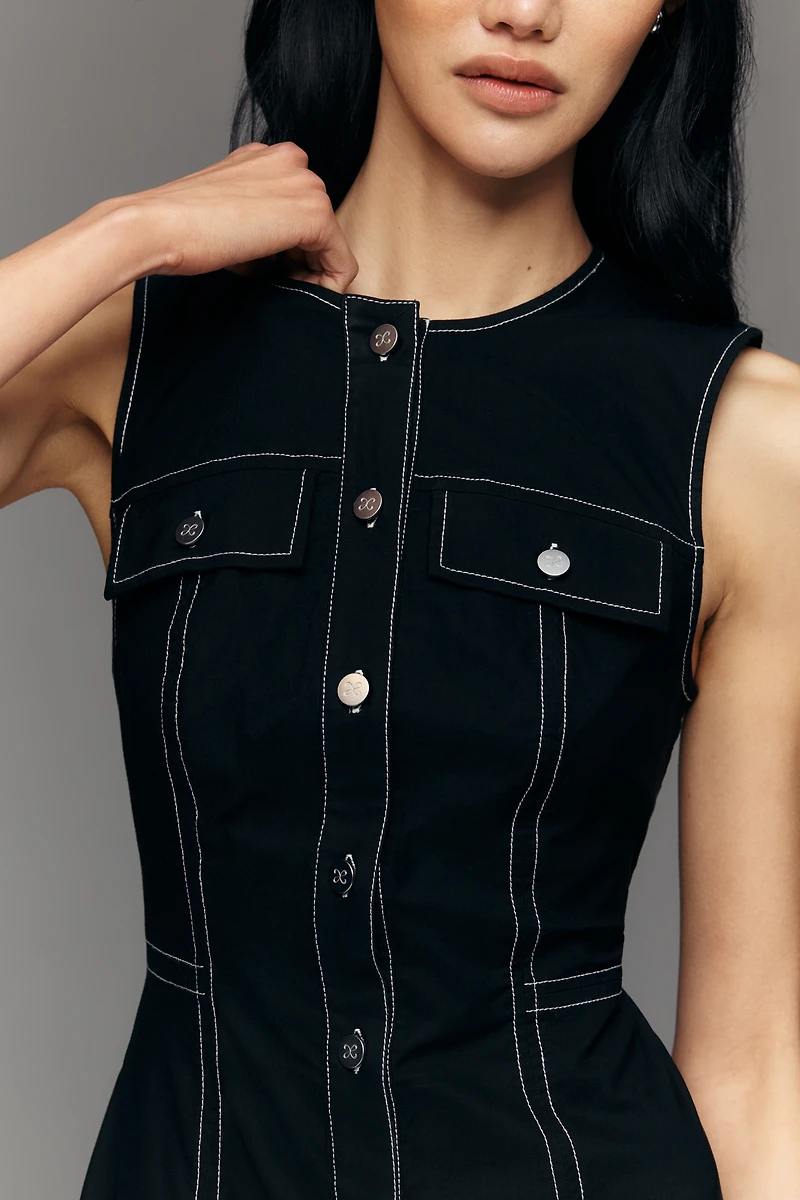 Pilcro Sleeveless Denim Utility Mini Dress