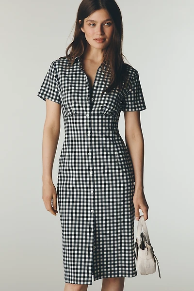 By Anthropologie Gingham Shirt Midi Dress