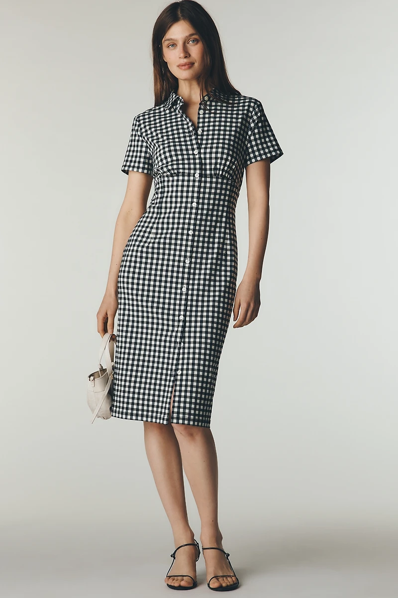 By Anthropologie Gingham Shirt Midi Dress