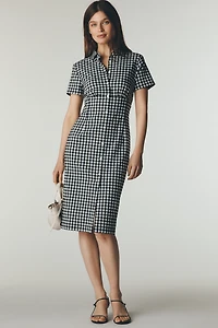 By Anthropologie Gingham Shirt Midi Dress