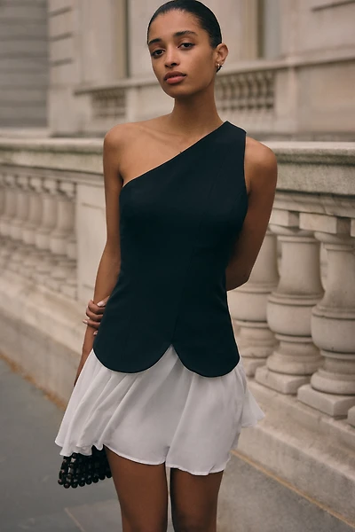 Maeve One-Shoulder Twofer Mini Dress