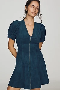 Pilcro Zip-Front Faux-Suede Mini Dress
