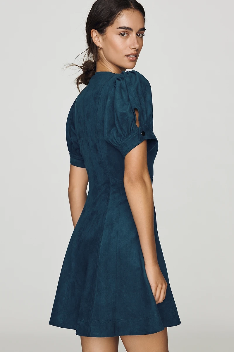 Pilcro Zip-Front Faux-Suede Mini Dress