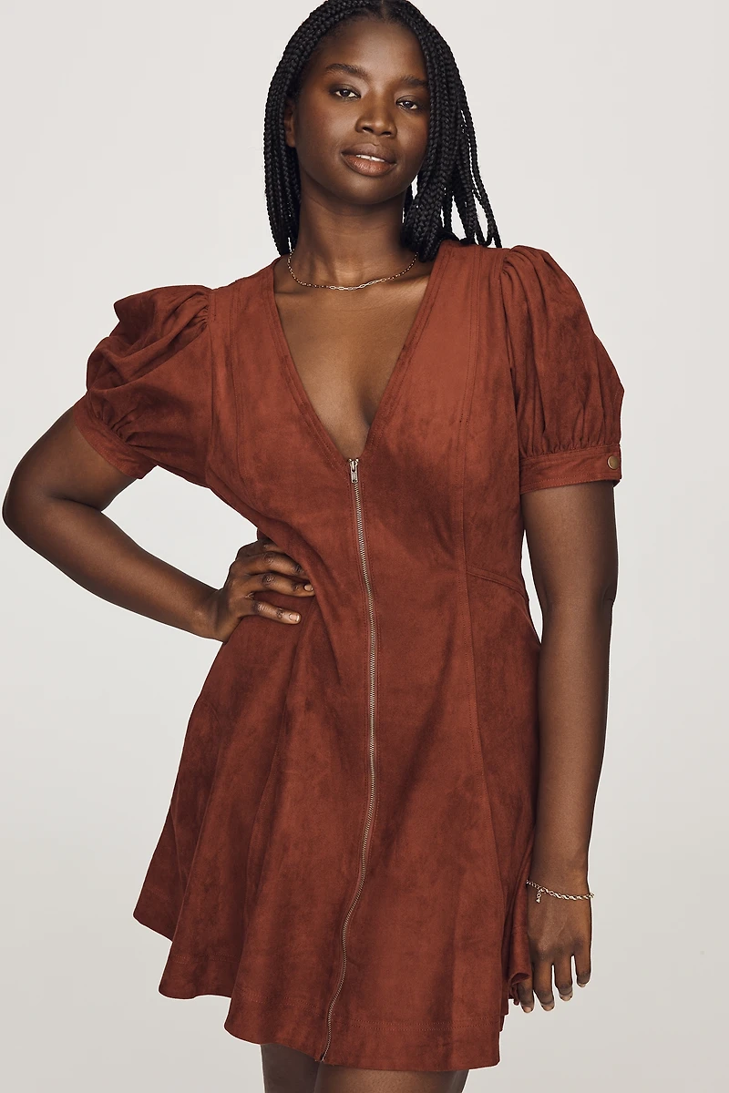 Pilcro Calder Faux-Suede Mini Dress
