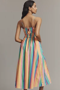 English Factory Sleeveless Smocked A-Line Midi Dress