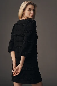 English Factory Puff-Sleeve Textured Mini Dress