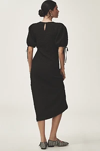 English Factory Short-Sleeve Textured Midi Dress