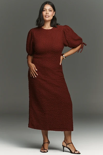English Factory Short-Sleeve Textured Midi Dress