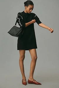 English Factory Long-Sleeve Whipstitch Knit Mini Dress