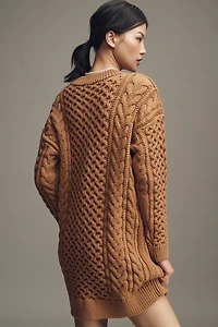English Factory Long-Sleeve Cable Knit Mini Dress