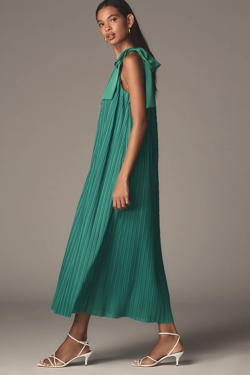 English Factory Tie-Strap Pleated Midi Dress