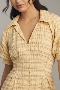 English Factory Short-Sleeve V-Neck A-Line Midi Shirt Dress