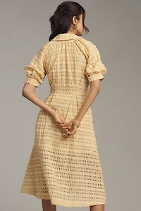 English Factory Short-Sleeve V-Neck A-Line Midi Shirt Dress