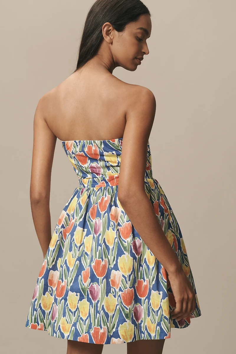 English Factory Strapless Tie-Front Cotton Mini Dress