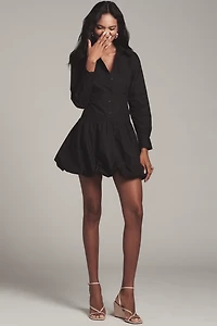 English Factory Long-Sleeve Collared Mini Shirt Dress