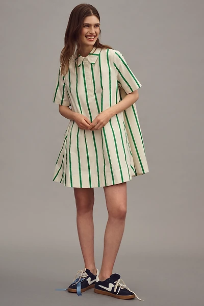 English Factory Short-Sleeve Swing Mini Shirt Dress