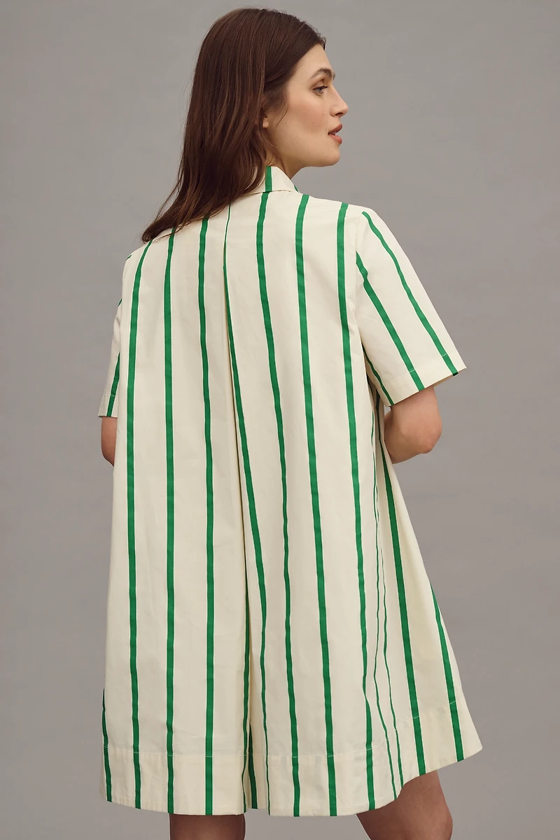 English Factory Short-Sleeve Swing Mini Shirt Dress