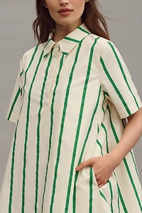 English Factory Short-Sleeve Swing Mini Shirt Dress