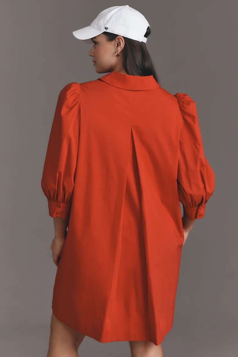 English Factory Plus Puff-Sleeve Collared Mini Dress