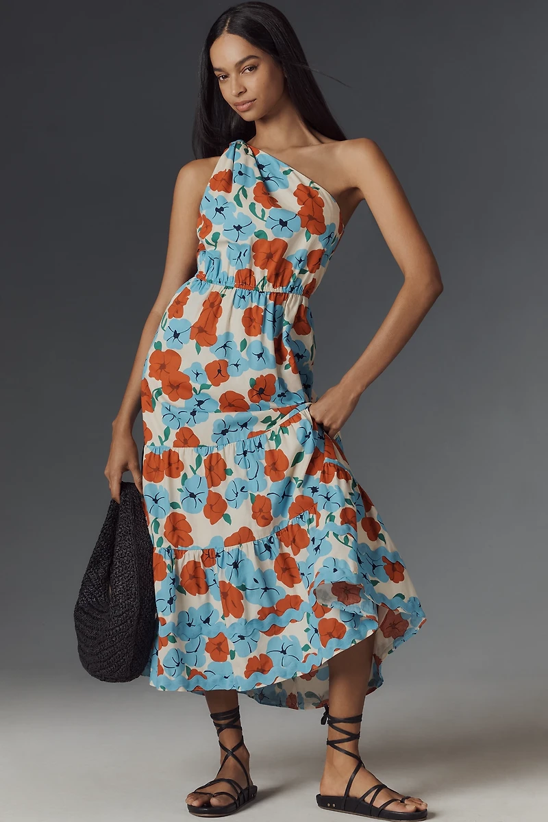 English Factory One-Shoulder A-Line Maxi Dress