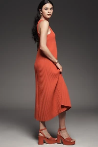 English Factory Sleeveless Pleated Midi Dress