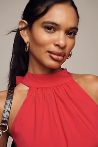English Factory Halter Poplin Drop-Waist Mini Dress