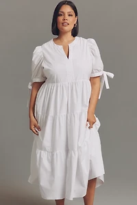 English Factory Plus Short-Sleeve Tiered Midi Dress