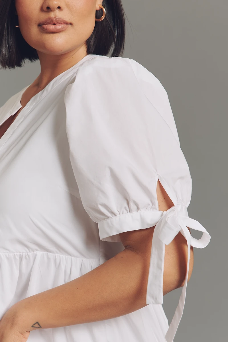 English Factory Plus Short-Sleeve Tiered Midi Dress