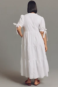 English Factory Plus Short-Sleeve Tiered Midi Dress