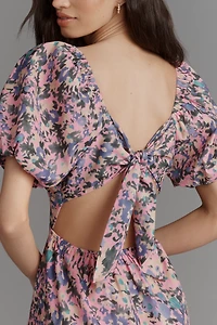 English Factory Puff-Sleeve Printed Midi Dress