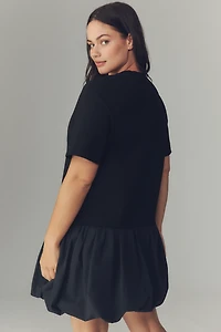 English Factory Short-Sleeve Twofer Bubble Mini Dress