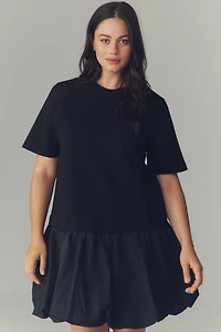 English Factory Short-Sleeve Twofer Bubble Mini Dress