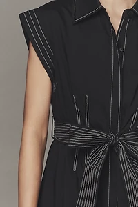 English Factory Short-Sleeve Belted Midi Dress